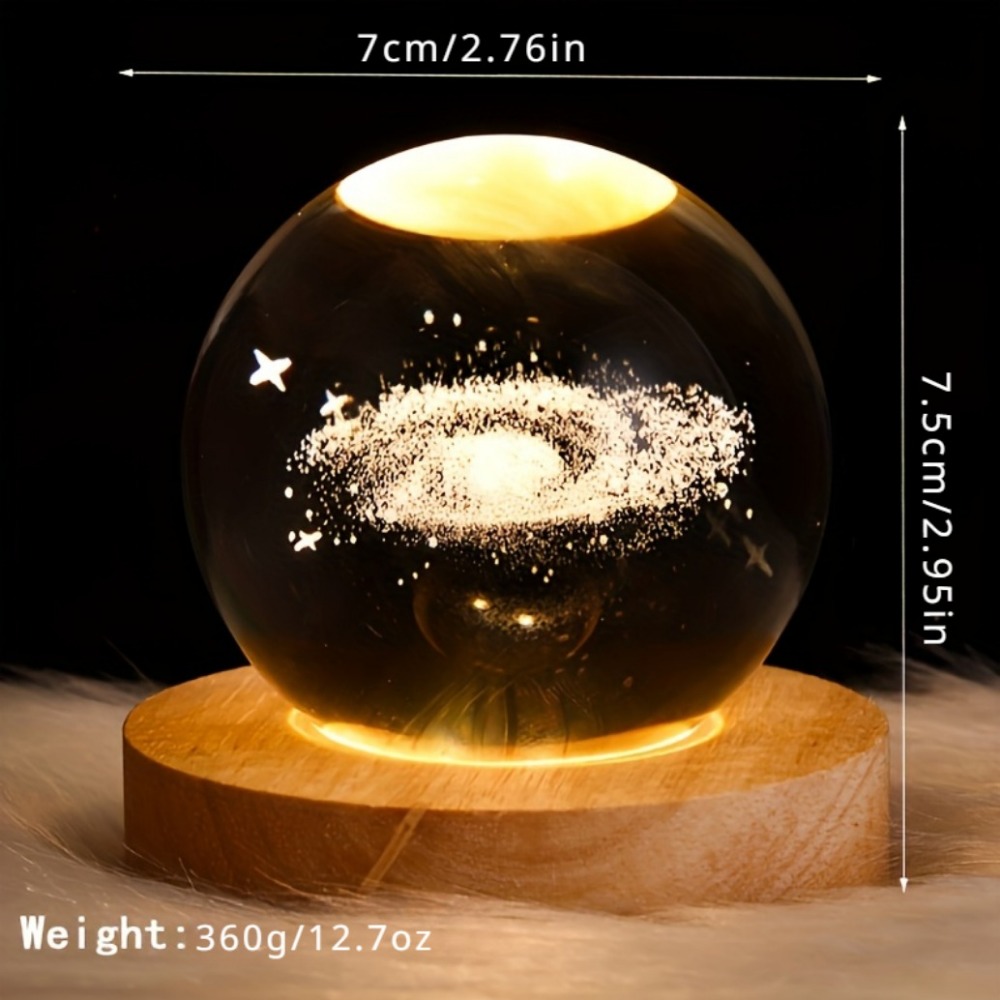 1pc Bola Cristal Base Madera Luz Nocturna Bola Cristal - Temu Chile