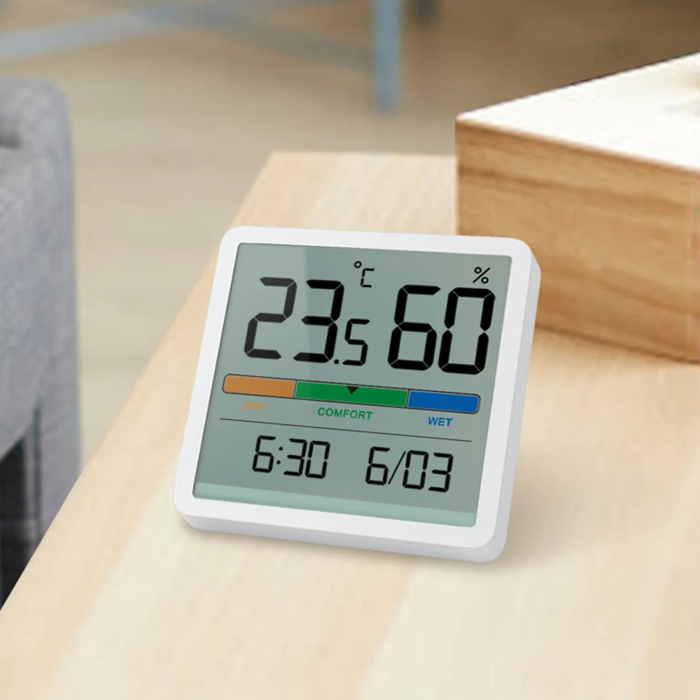 Thermomètre hygromètre intérieur numérique de haute précision, moniteur de  température et hygromètre, indicateur de confort thermo-hygromètre avec  rétro-éclairage, horloge et fonction /