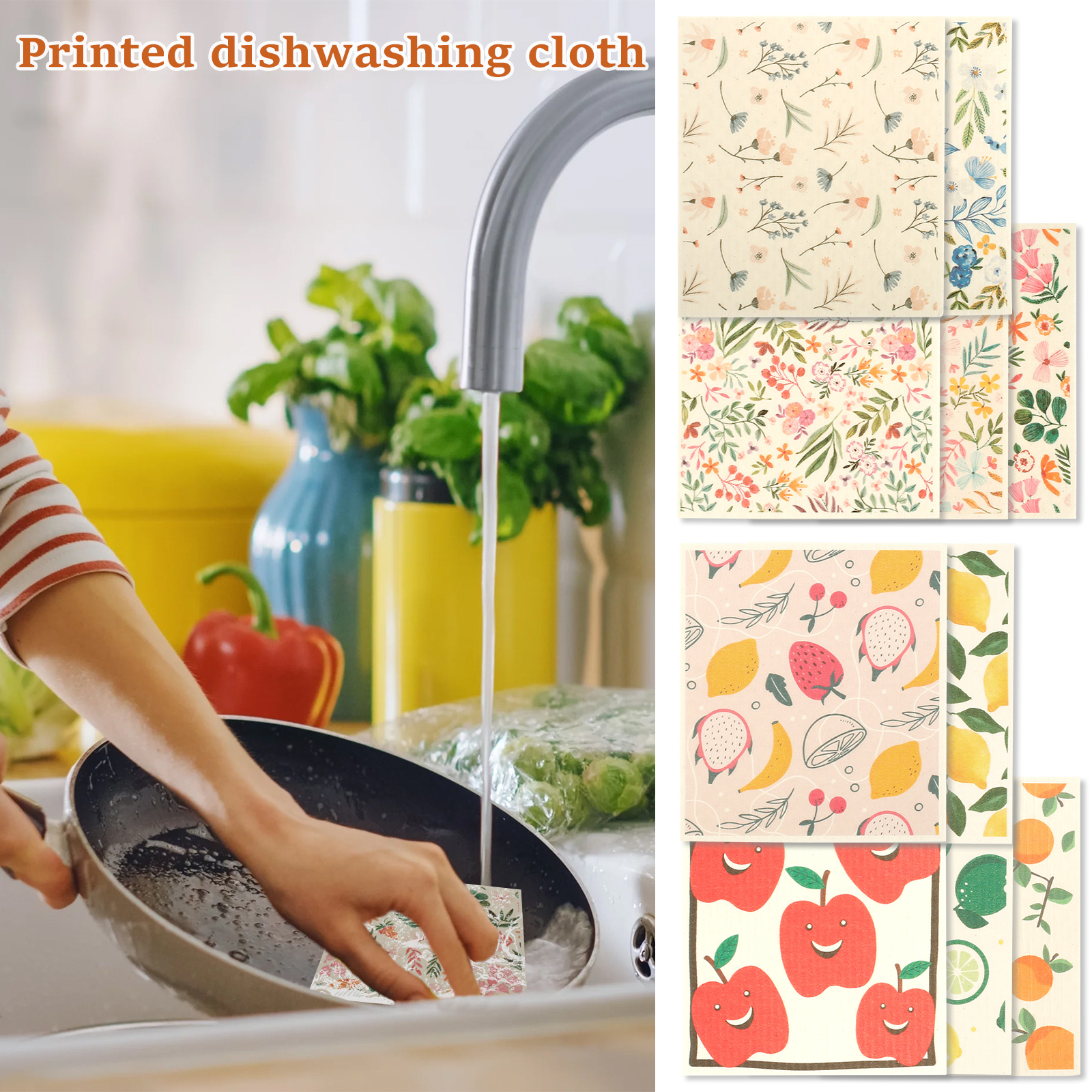New 5Pcs Swedish Dishcloths for Kitchen Reusable Kitchen Dish Towels  Absorbent Kitchen Dishcloths Washable Kitchen Dish