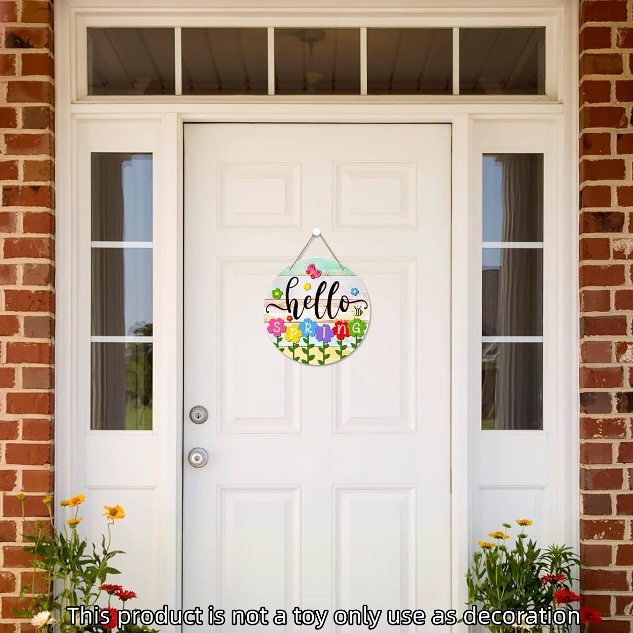 1pc, Hello Spring Door Sign, Colorful Flowers Spring Decoration Wreath  Farmhouse Welcome Spring Hanging Sign for Home Front Door Wall Porch Indoor  Out