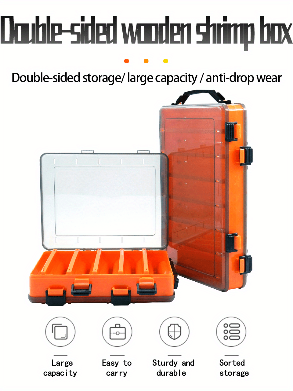 Fishing Lure Tackle Box Double Sided Lure Box Portable Wear Resistant  Plastic Shrimp Storage Case for Outdoor Fishing 