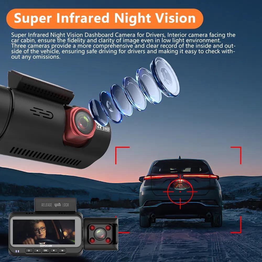 Zd80 1080p+1080p Dash Cam 3 Cameras Built-in Gps Tracker 5g Wifi