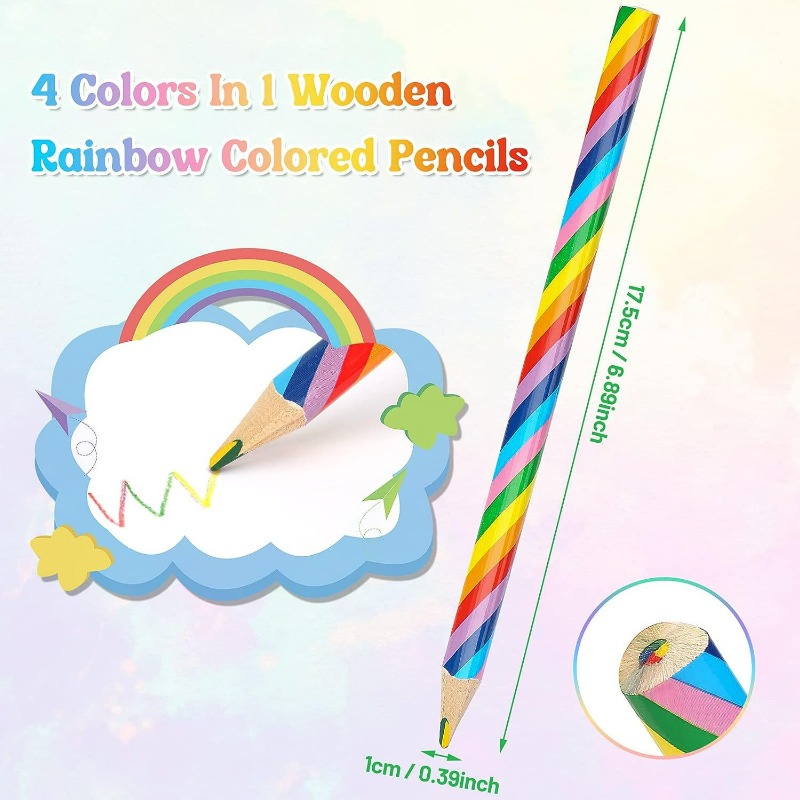 3pcs Black Wood Rainbow Pens, 7 Colors Core Colorful Lead Rainbow Core  Multicolored Creative DIY Graffiti Color Pencils