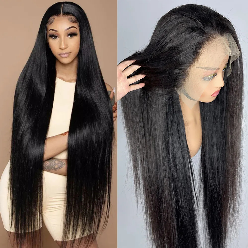 36 Straight Lace Front Wig Brazilian 13x4 Lace Frontal Pre Temu