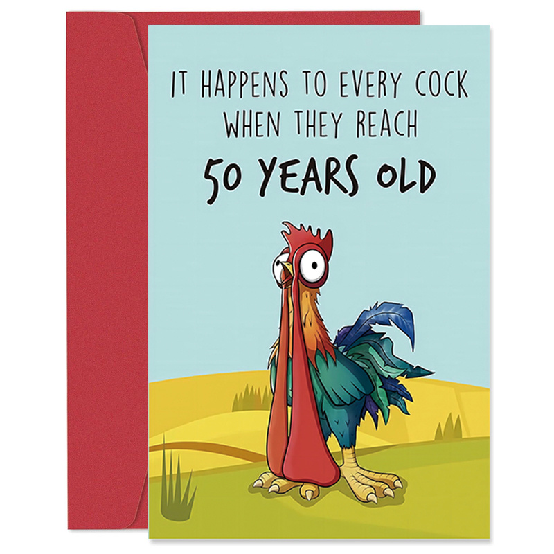 

Alzombi Sarcastic 50th Birthday Card For Friends, Funny Happy Birthday Card, It Happens To Every Cock