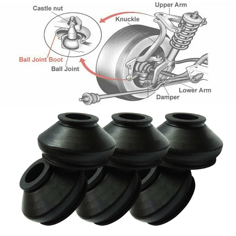 

6pcs Rubber Tie Rod End And Ball Joint Dust Boots Cover, Universal Ball Joint Boot Replacement Accessories