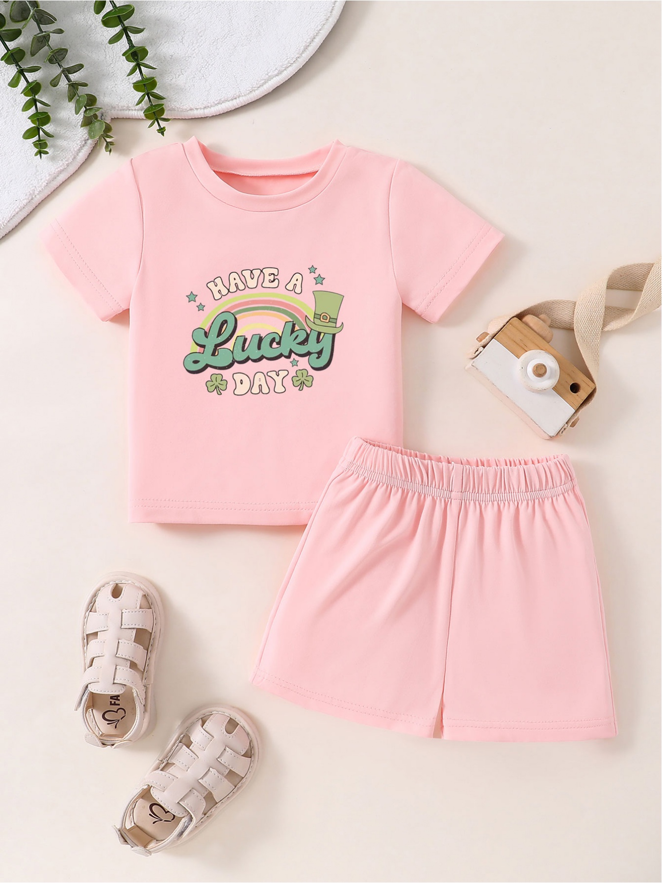 YABCSAZ Toddler Baby Boys Girls Summer Clothes Set Short Sleeve Round Neck Graphic Print T Shirts Shorts Two Pieces Cute Kids Outfits Set Size 6 9 Mo