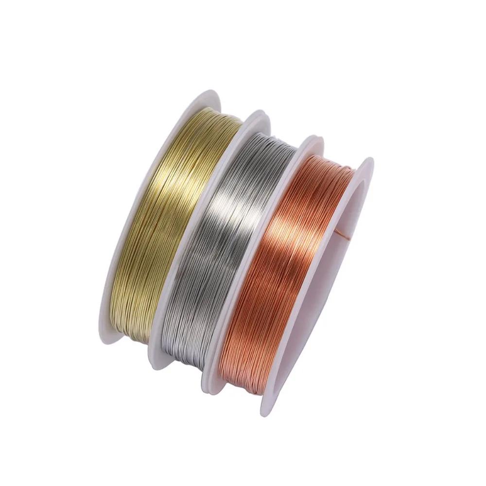 1 Roll 0.2/0.3/0.4/0.5/0.6/0.7/0.8/1mm Sturdy Copper Wire Beading Wire for Bracelet Necklace DIY Jewelry Making Accessories