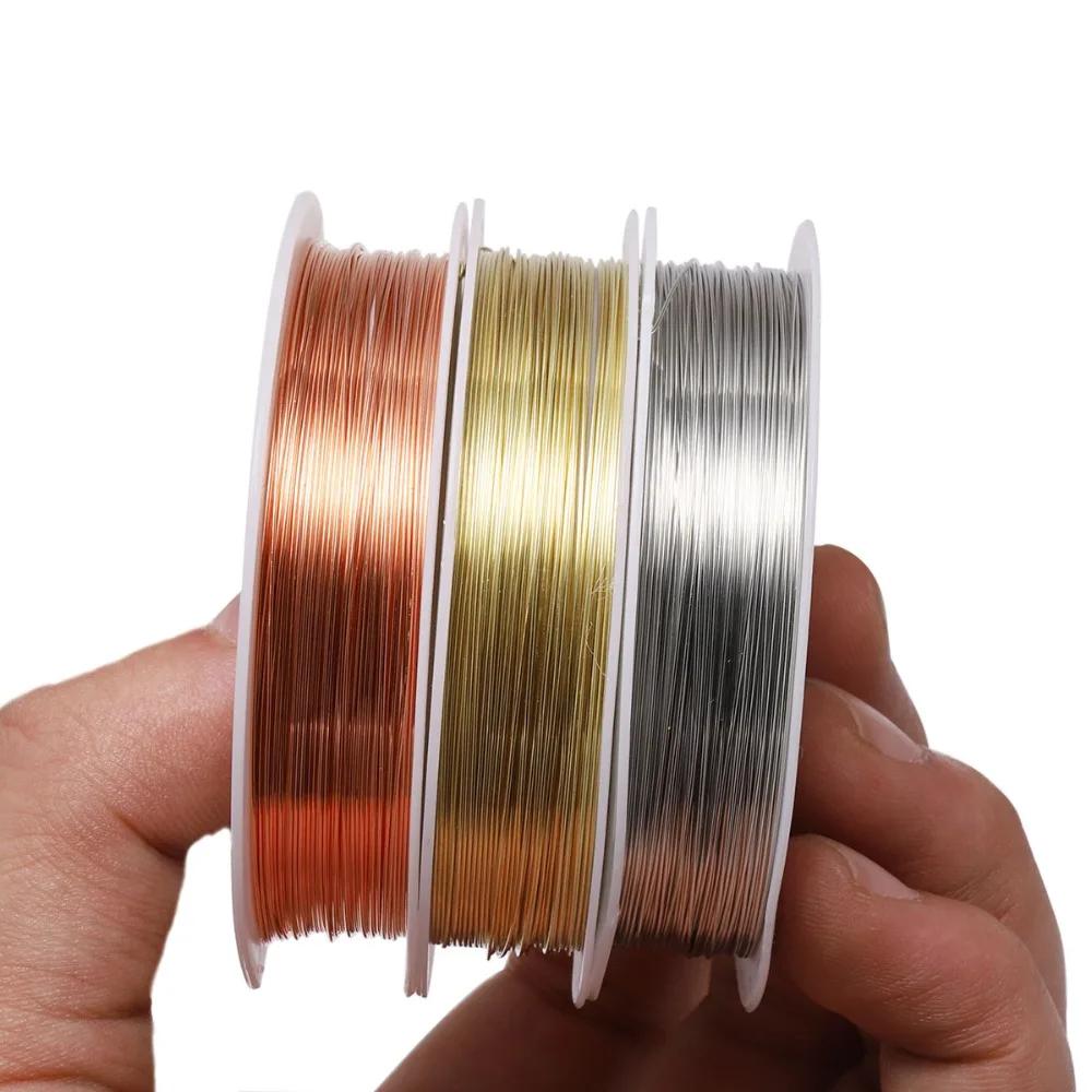1 Roll 0.2/0.3/0.4/0.5/0.6/0.7/0.8/1mm Sturdy Copper Wire Beading Wire for Bracelet Necklace DIY Jewelry Making Accessories