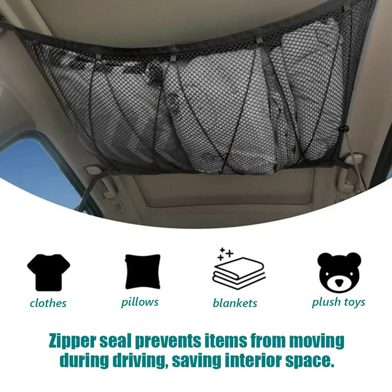 Car Ceiling Cargo Net Pocket Universal Interior Overhead - Temu
