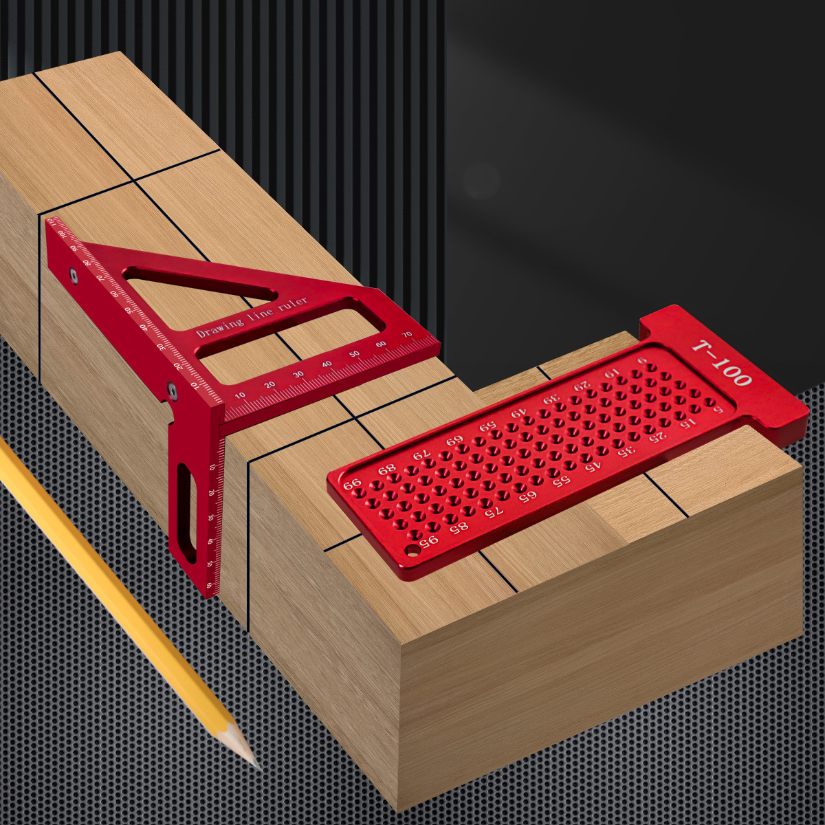 T ruler wooden 3D model