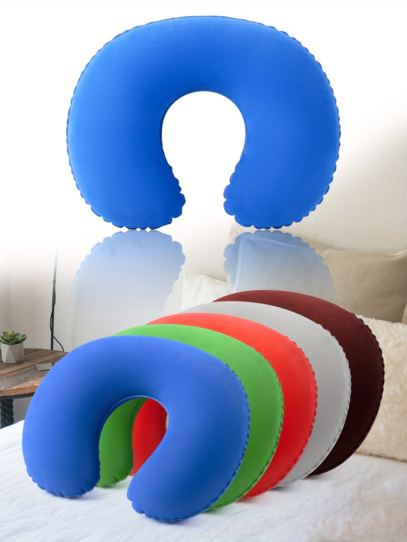 1pc Travel Inflatable Pillow - Long Distance Travel Neck Pillow U-Shaped Inflatable Pillow/Travel Pillow.