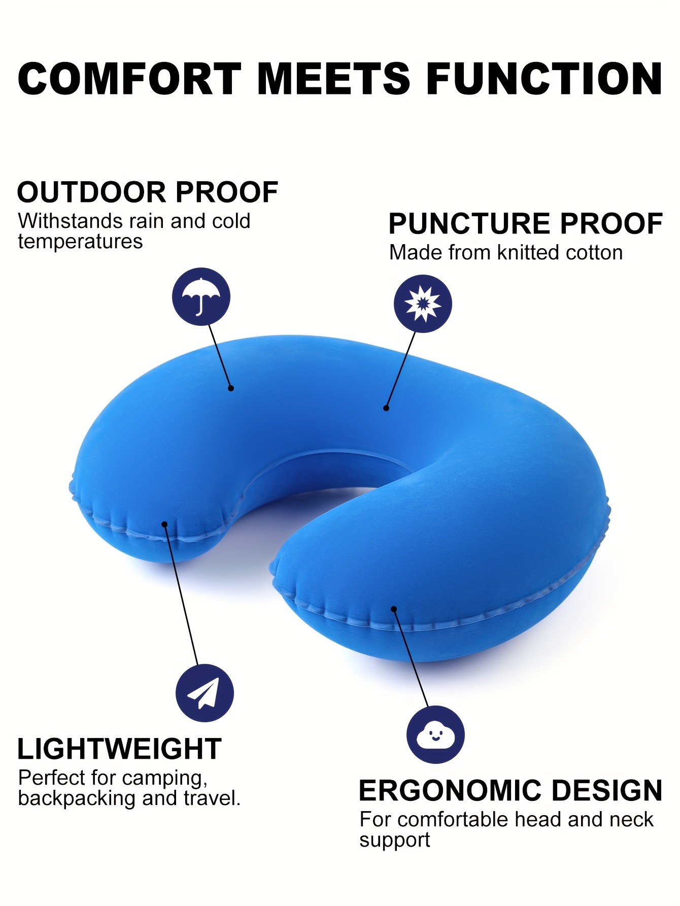 1pc Travel Inflatable Pillow - Long Distance Travel Neck Pillow U-Shaped Inflatable Pillow/Travel Pillow.