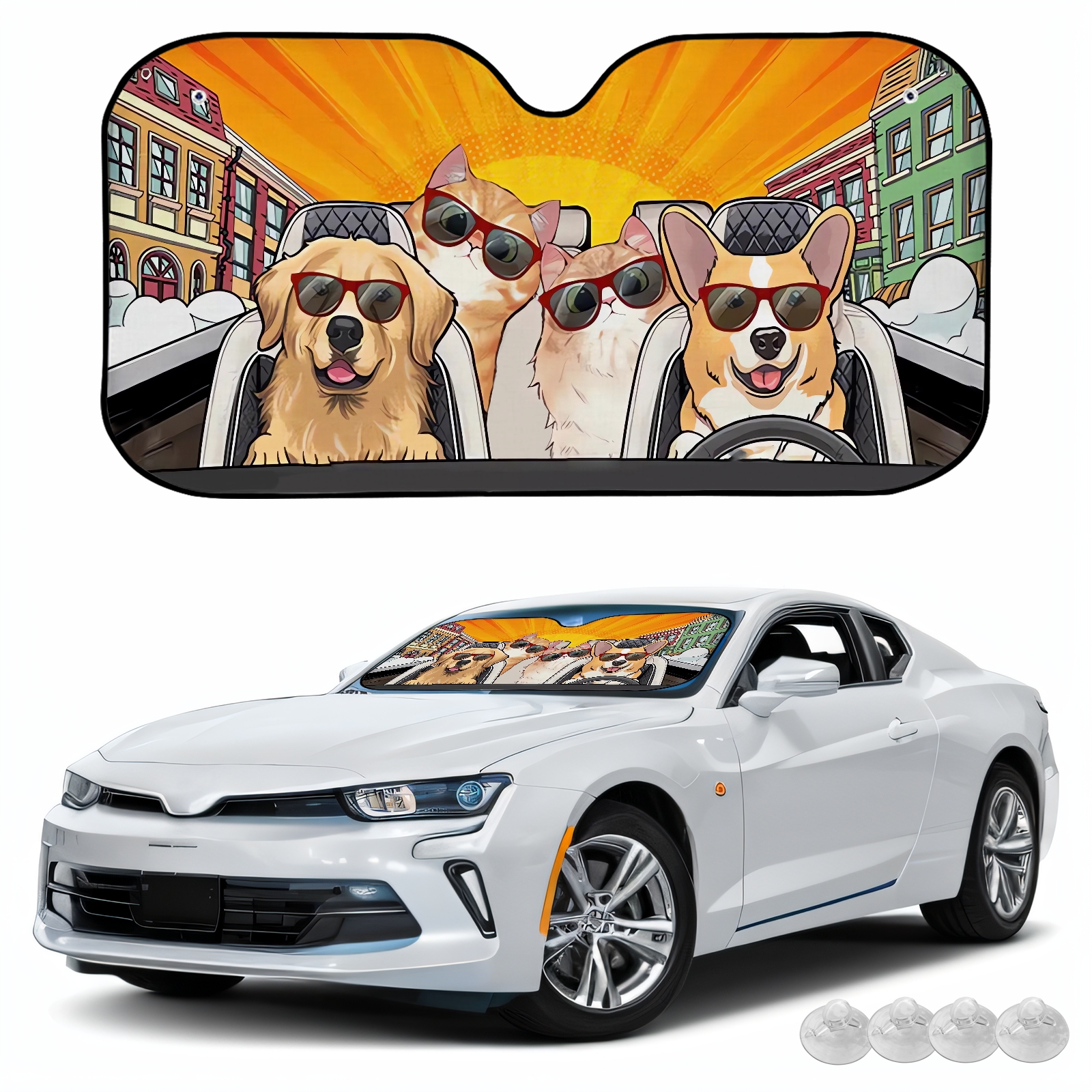 Funny car store windshield sun shade