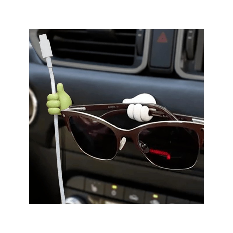 5/10pcs Porte-câble en forme de main, Porte-câble de lunettes de puissance  de câble de charge en caoutchouc, Mini crochet auto-adhésif, Organisateur  de rangement de câble USB intérieur de voiture, Fournitures d'art de