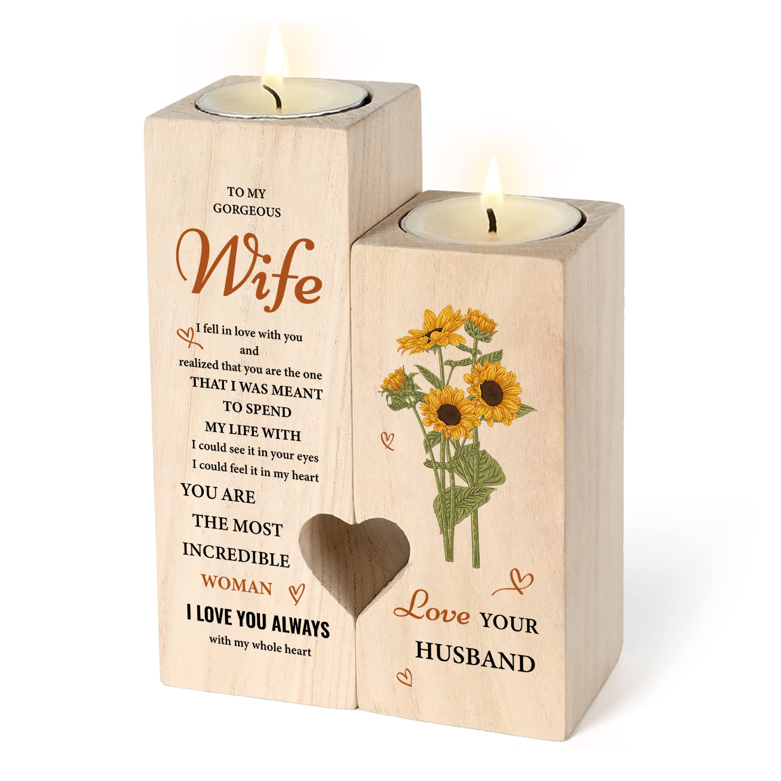 Wooden Candle Holder,Hollowed-out Heart Wood Tealight Candles Holders,  Romantic Decorative Heart Pedestal Candle Holder Ornament for Girlfriend  Valentine'Day Gifts Home Holiday Festival Decoration 