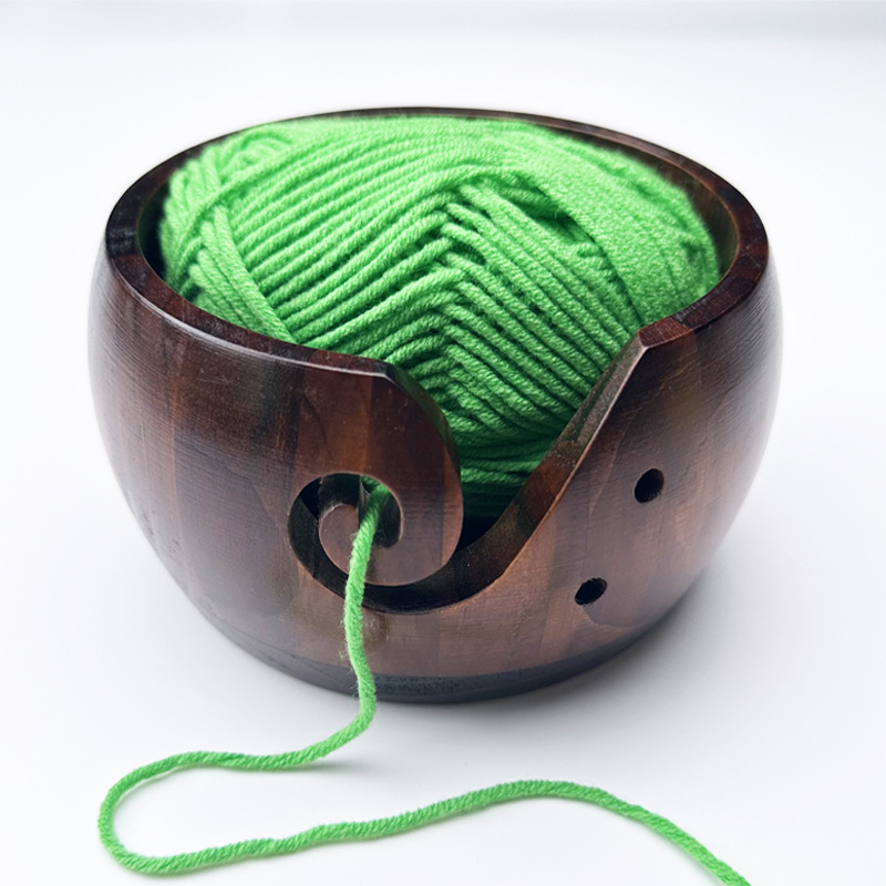 1pc Wooden Yarn Bowl With Holes, Crochet Bowl Holder, Handmade Yarn Storage  Bowls For DIY Knitting, Crocheting Accessories, Home Gadget