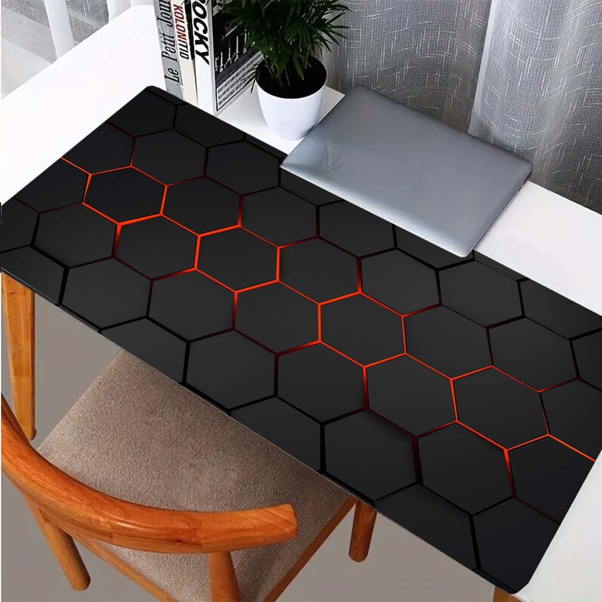 1pc geometric large mouse pad computer accessories non slip mouse pad office laptop gamer keyboard mat mouse mat rubber desk mat details 4