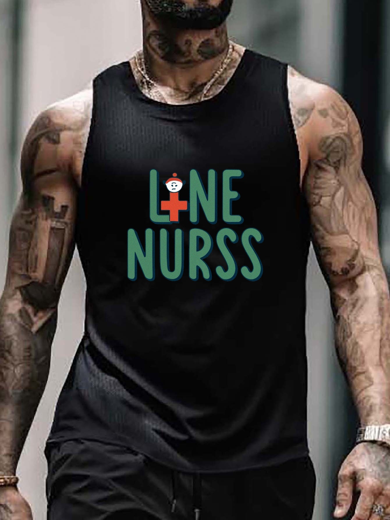 Nurse Print Sleeveless Tank Top Men's Active Undershirts Temu Australia