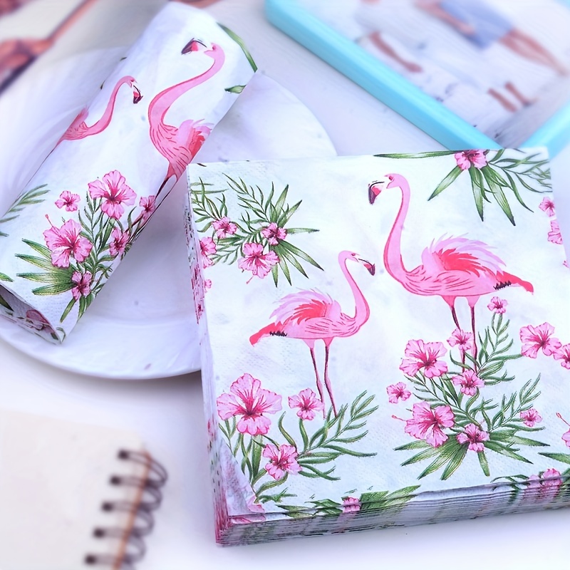 10PCS 3D Pink Flamingo Straws Summer pool Jungle Paper Drinking