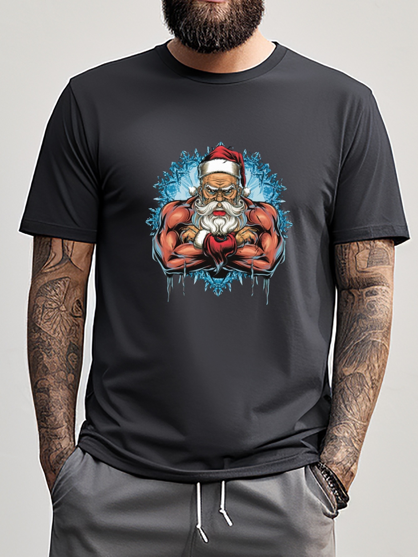 FORUDESIGNS Men T-Shirts Muscle Printed Summer Short Sleeve T Shirts Quick-Dry S