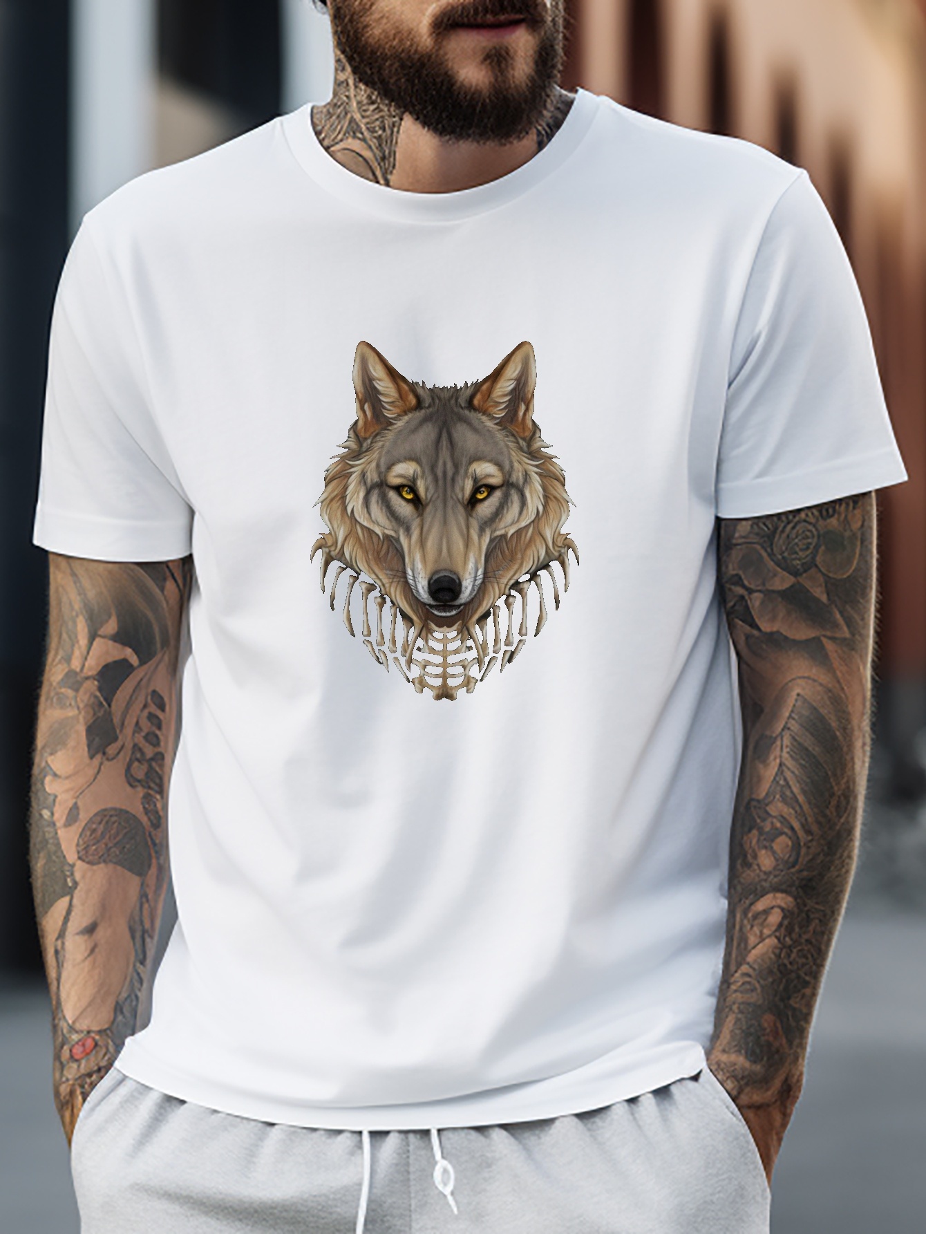 Therian Wolves Print T shirts Voor Heren Casual T shirt Met Temu