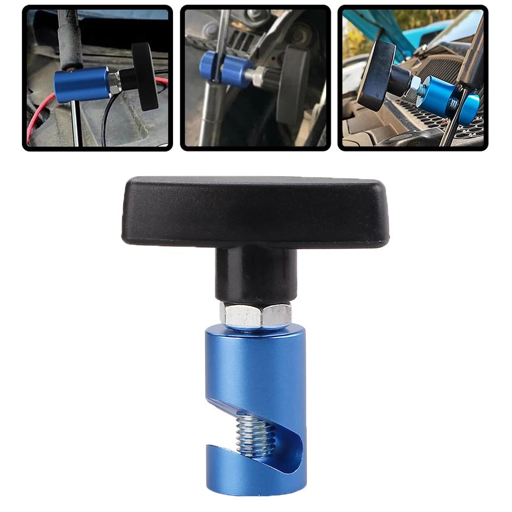 

Premium Aluminum Hood Lift Support Clamp - Anti-slip, Air Pressure Engine Cover & Trunk Securing Tool With Handle - Blue/black