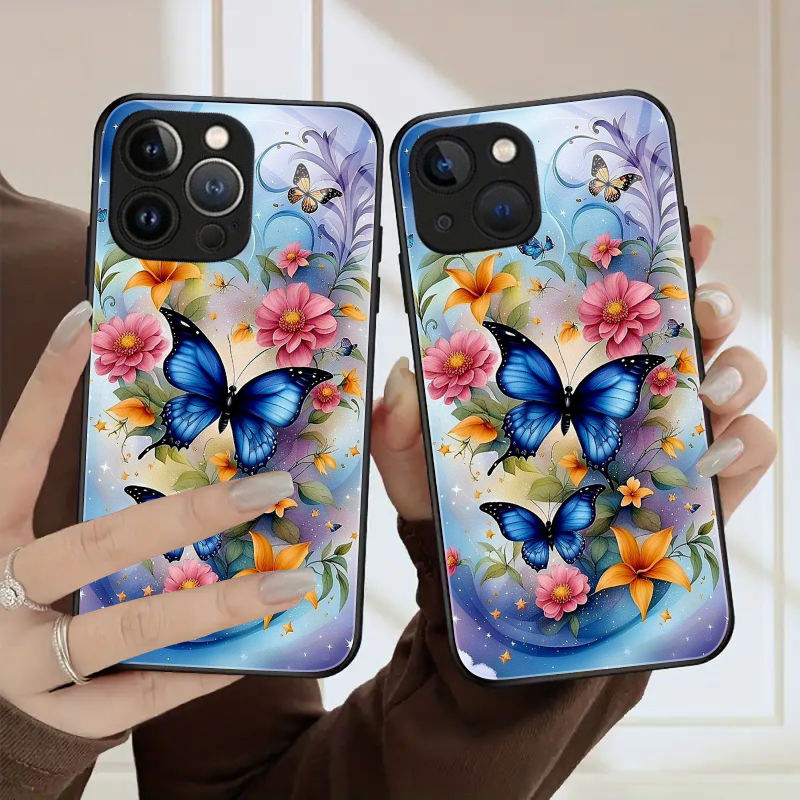 

Flower Butterfly Hd Definition Glass Phone Case For Iphone 15 Pro Max/ 14 Pro Max/ 13 Pro Max/ 12 Pro Max/ 11 Pro Max