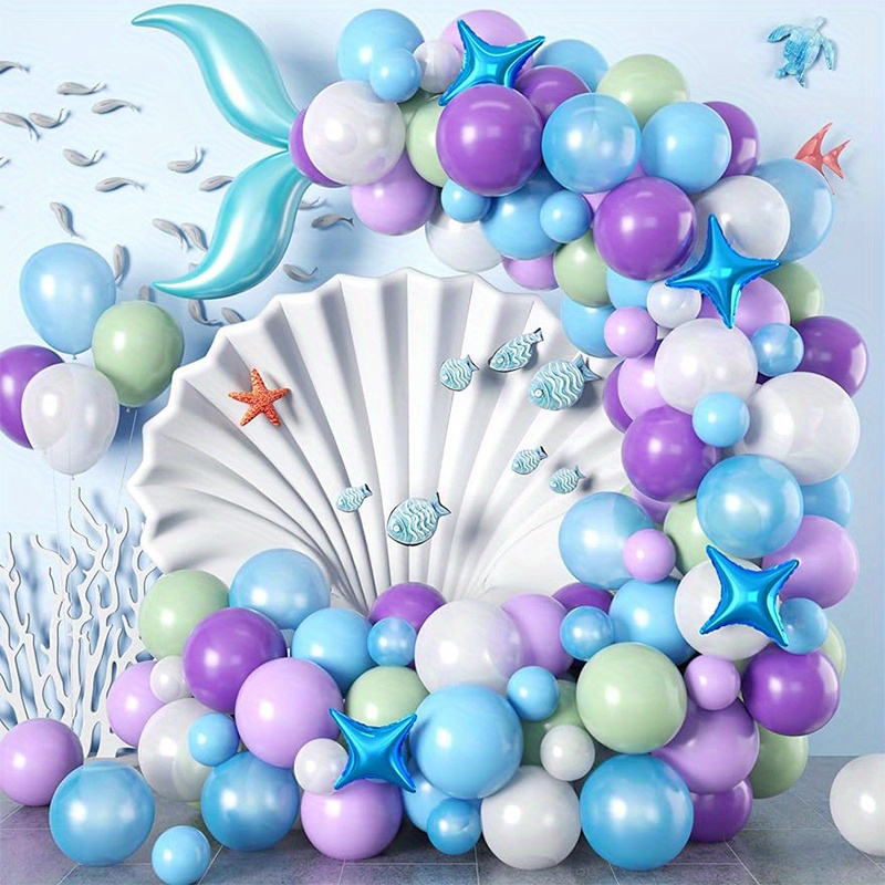 Set Kit De Ballons Sirène Bleu Violet Décorations De Fête - Temu France