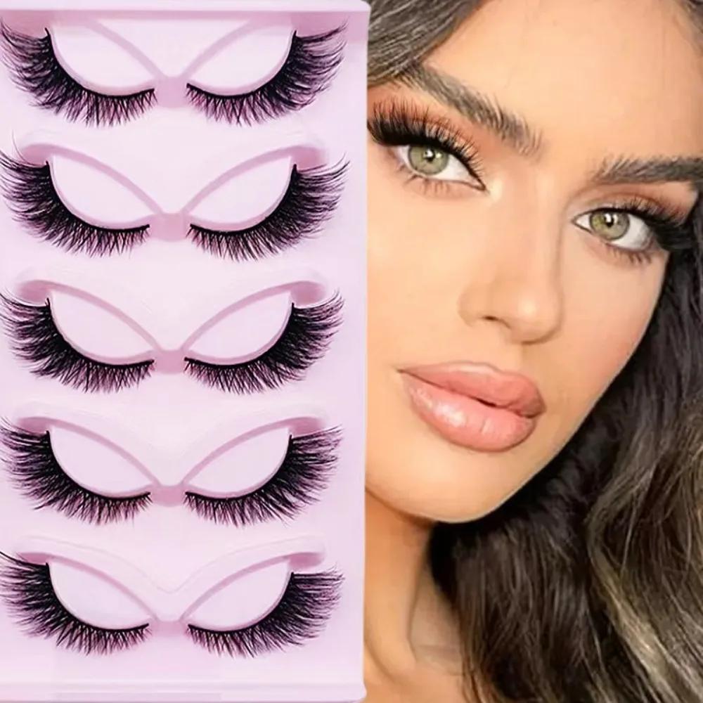 

5 Pairs Cat Eye Lashes Wispy Fake Lashes Fluffy Cat Eye Lashes Extensions False Eyelashes