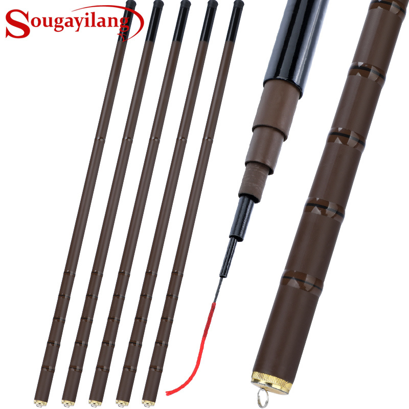 Travel Fishing Rod, Super Light Hard Carbon Fiber Hand Fishing Pole  Telescopic Fishing Rod 2.7M ~ 5.4M Stream Rod (Color : Orange, Size : 4.5m)