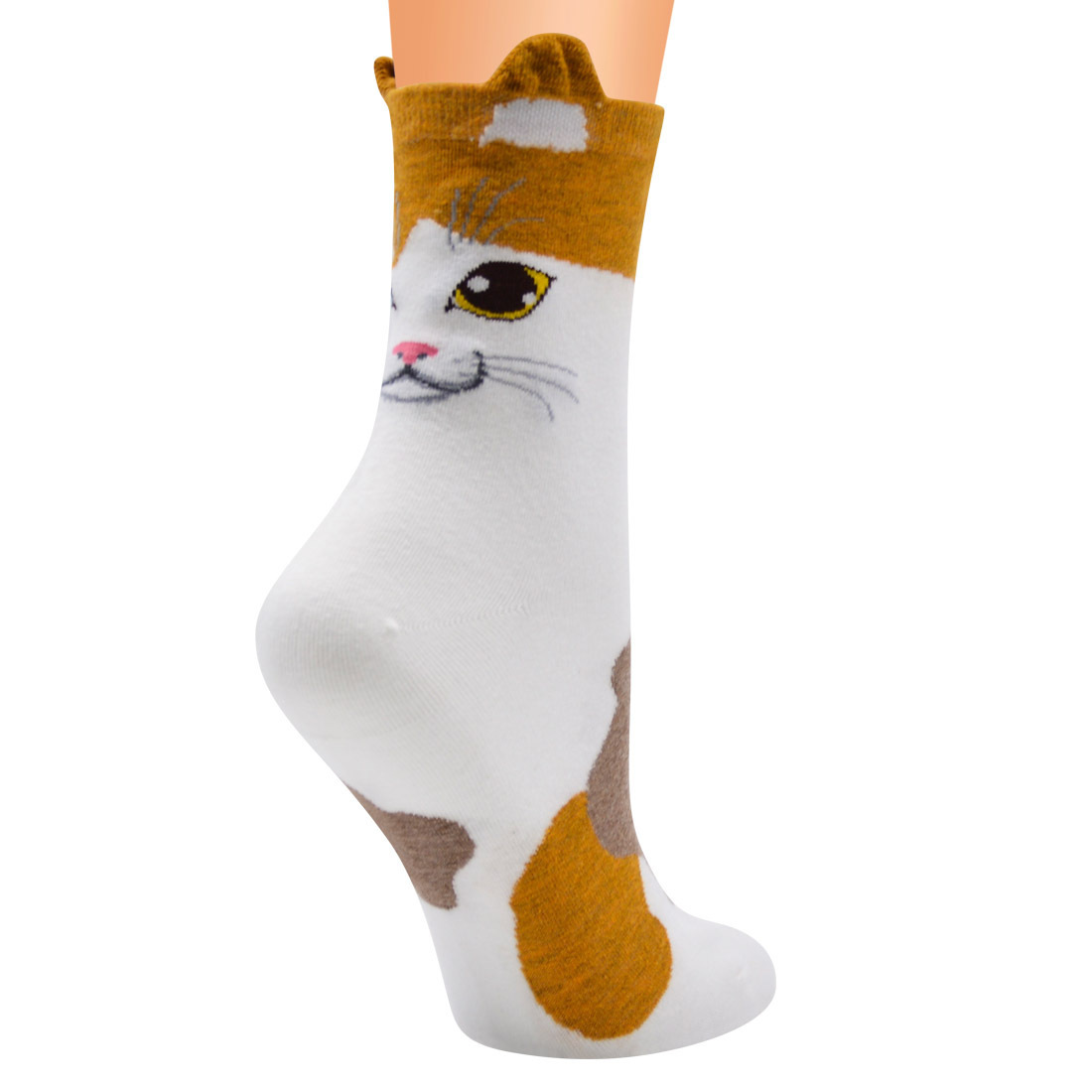Teen's Kitten Pattern Knit Socks Soft Crew for Outdoor