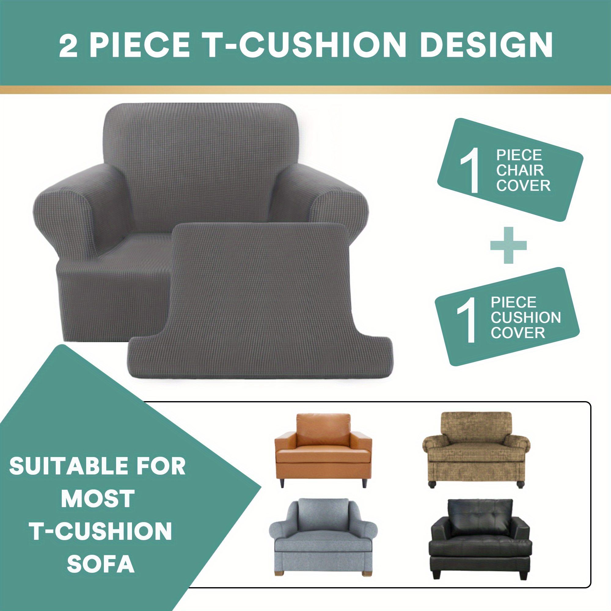 Stylish Practical Grid Pattern T cushion Sofa Slipcover Non Temu New