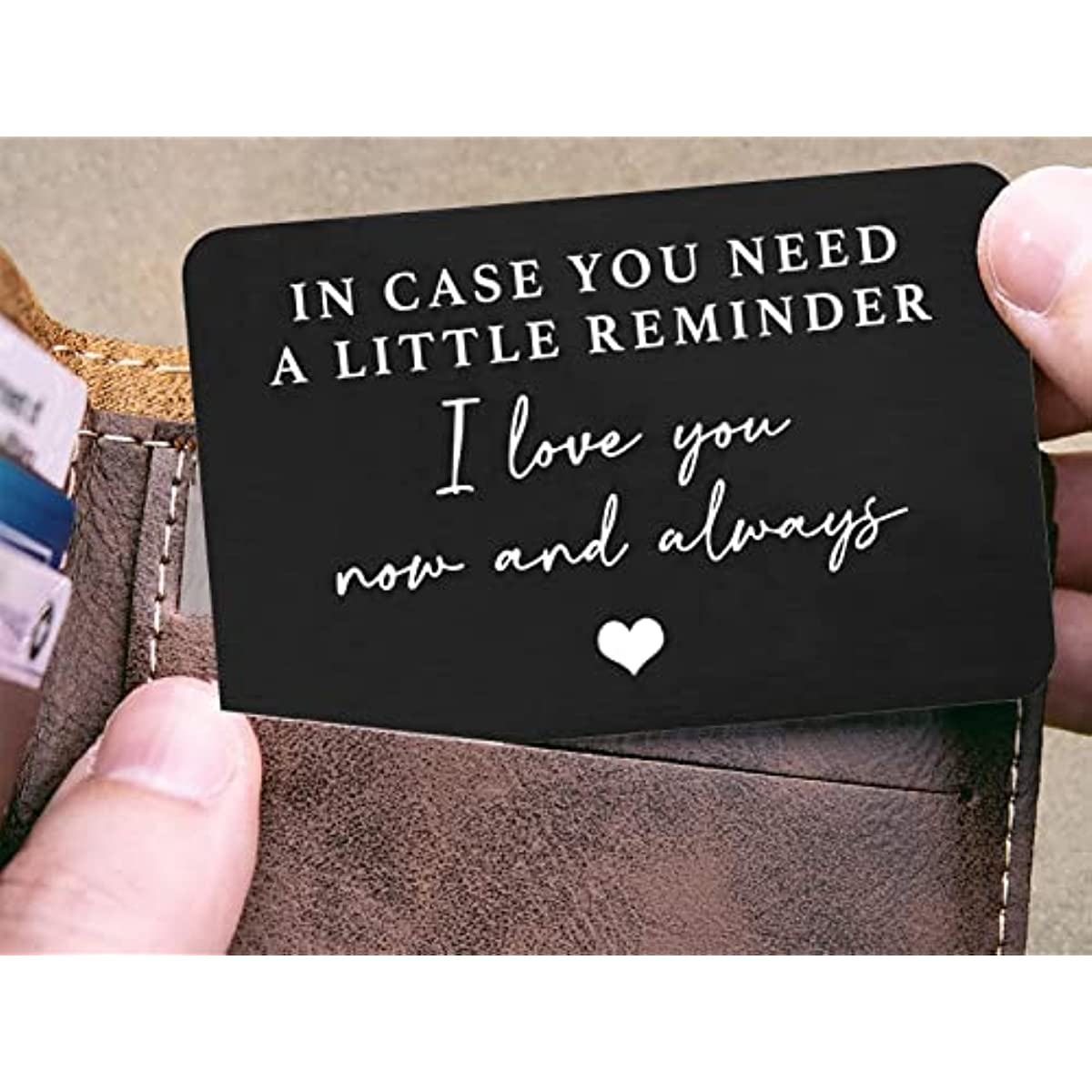 

1pc Aluminum Alloy Engraved Wallet Card, Decoration Gift For Boyfriend, Husband, "in Case You Need A Little Reminder I Love You" Wallet Insert Card, Wedding, Christmas, Valentine's Day, Birthday Gift