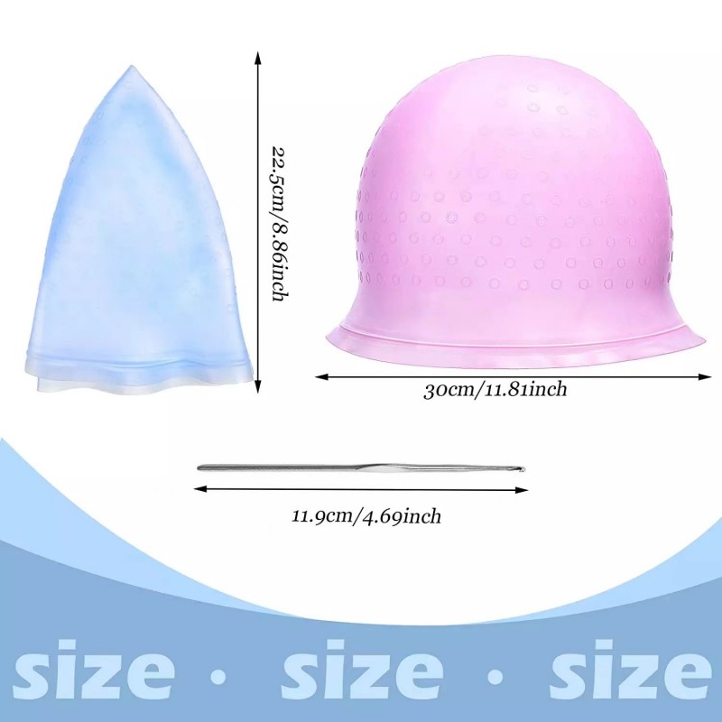 Silicone Hair Coloring Cap with Hook Needle