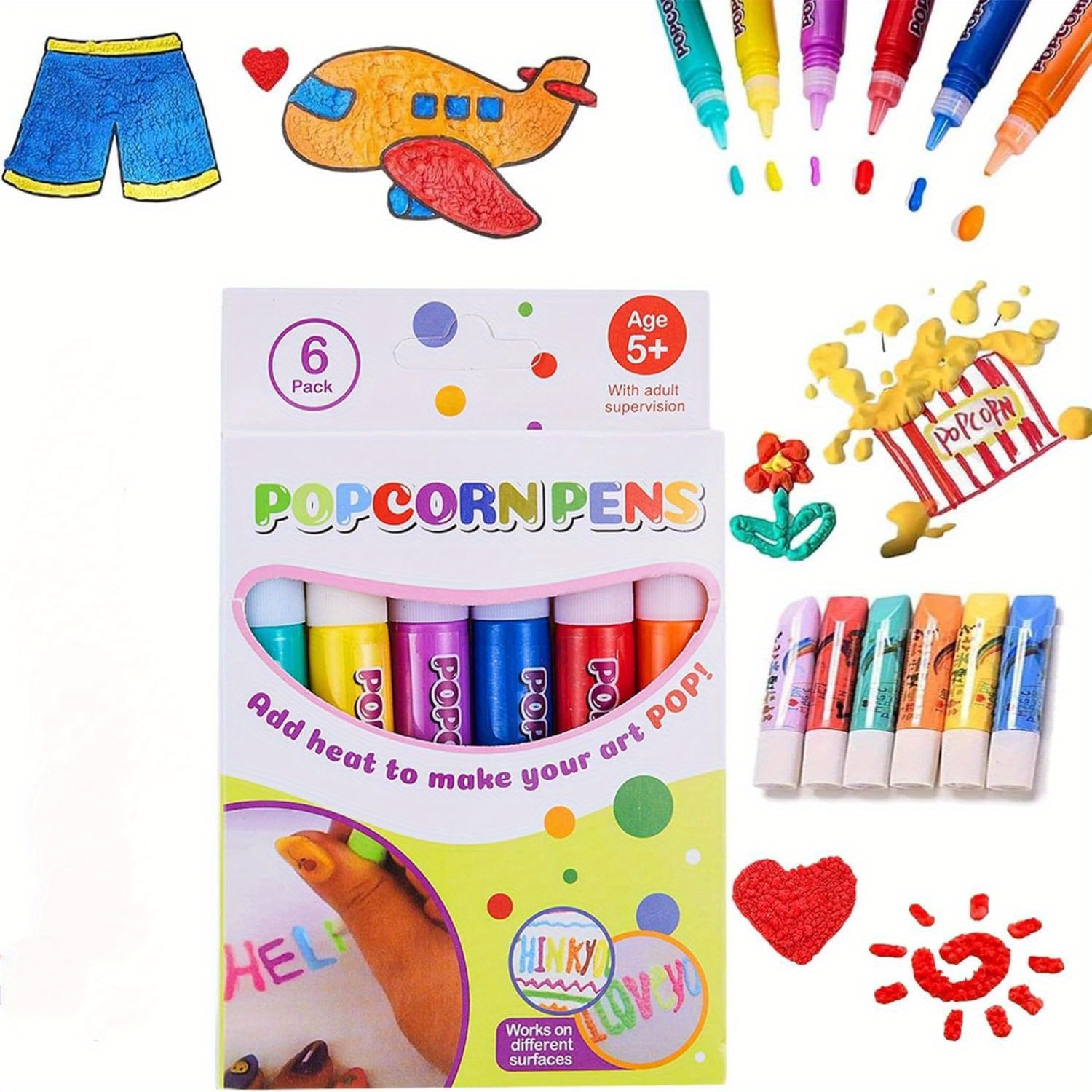 magic puffy pens for kids,DIY Bubble Popcorn Drawing Pens,puffy