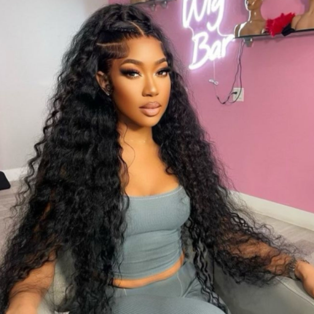 40 Inch Deep Wave 13x4 HD Lace Frontal Wigs Human Hair Lace Front Wigs Brazilian Remy Transparent Lace Front Water Wave Wigs For Women Natural Color 250