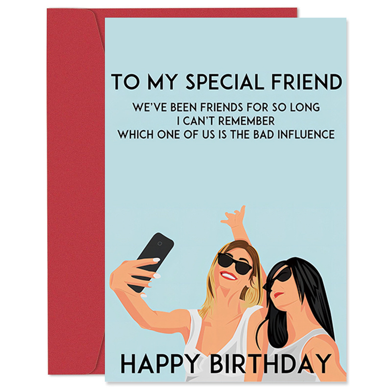 

Funny Birthday Cards For Women Her - Selfie Friends - Fun Happy Birthday Card For Best Friend Work Colleague Sister Cousin Auntie, Cute Joke Humor Bday Greeting Cards