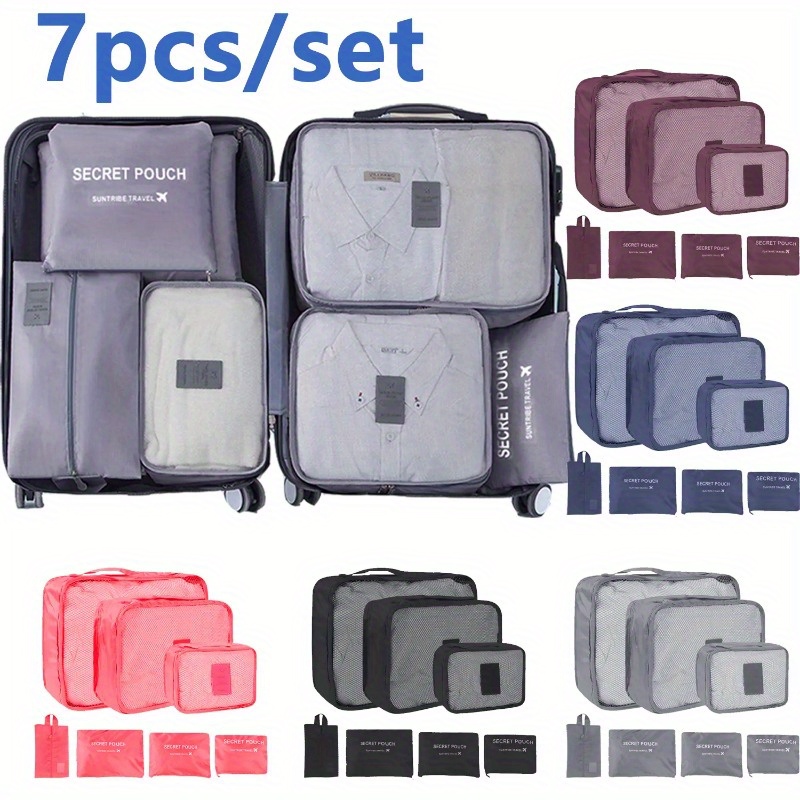 Lot De 6 Sacs De Rangement Légers Pour Vêtements - Cubes D'emballage Pour Bagages De Voyage - Grands Organiseurs De Bagages - Ensemble De Cubes D'emballage Pour Sac De Voyage (gris