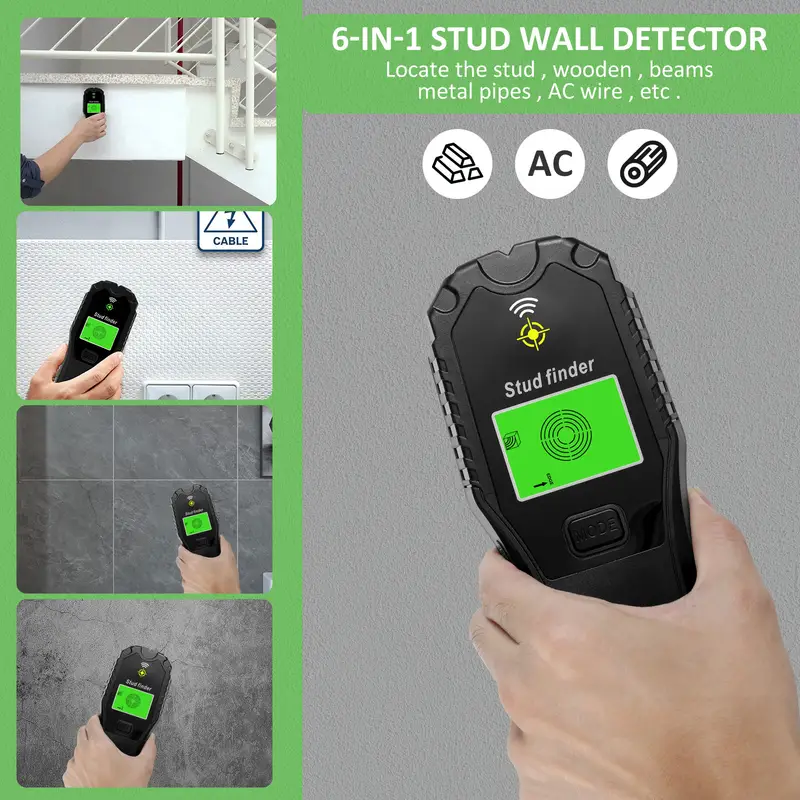 Wall Stud Finder Electric Stud Finder Wall Scanner 6 In 1 Handheld Stud  Sensor Wall Wood
