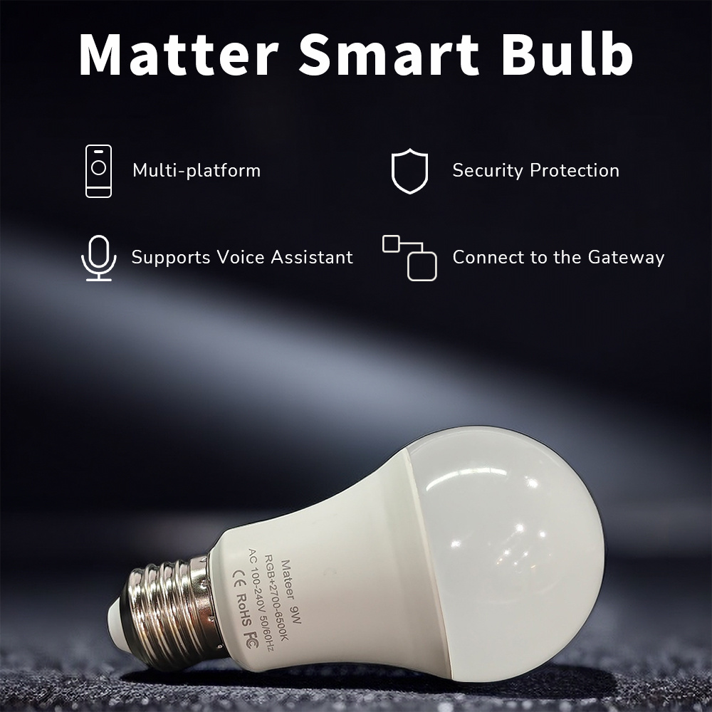 OREiN Matter Smart Light Bulbs Reliable WiFi Light Bulb with Matter A19 E26  LED Color Changing Light Bulbs 9W Equi 60W 800LM CRI>90 Work with