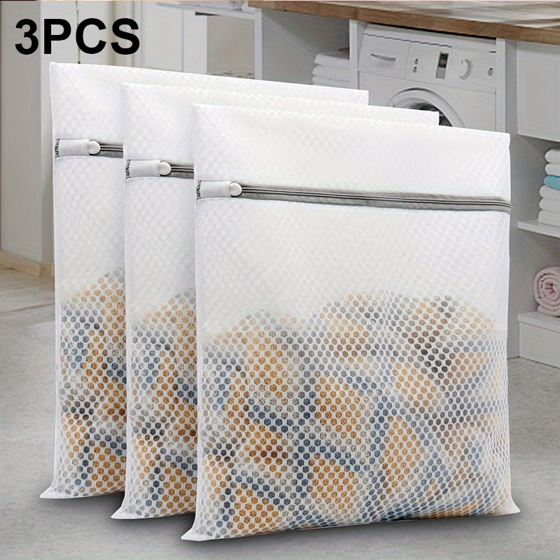 

3pcs Honeycomb Mesh Laundry Bags For Delicates, Durable Washing Bag, Clothes Wash Guard Bag, Laundry Room Accessories, 12 X 16 Inches (3 Medium)
