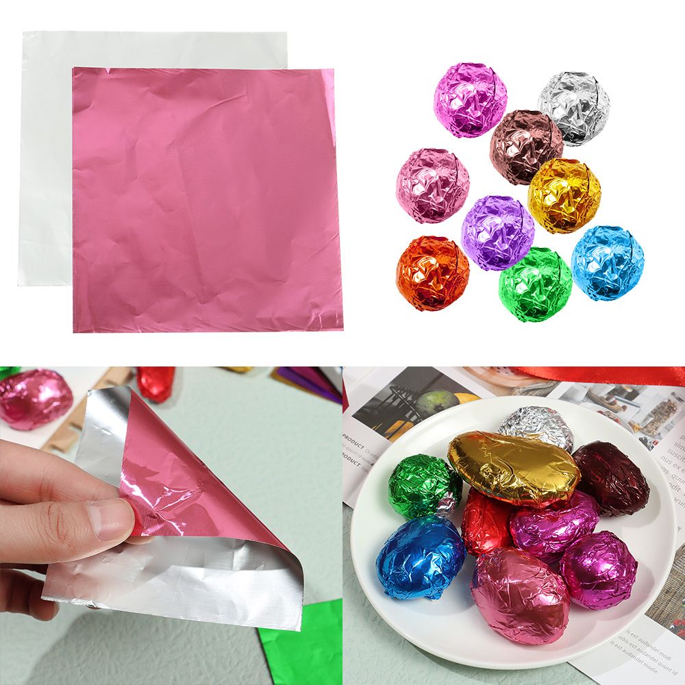 100pcs Colored Tin Foil For Chocolate Wrapping & Gold Aluminum Foil For Tea  Packaging