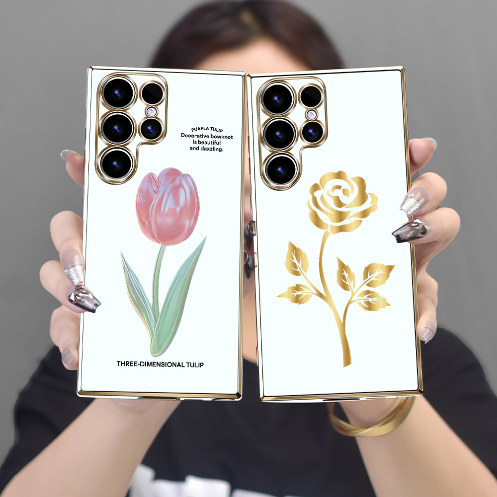 Samsung Flower Pattern Design Luxury Electroplating Phone Temu Canada