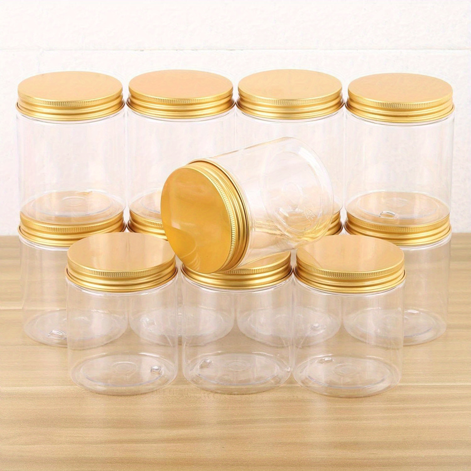 Healthy Packers Slime Containers with Water-tight Lids (8 oz, 12 Pack) - Clear Plastic Food Storage Jars with Individual Labels- Great for your