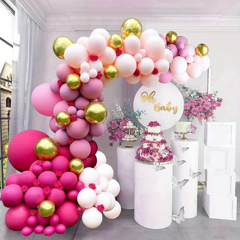 107 Piezas Globos Color Rosa Intenso Blanco Kit Arco - Temu Chile