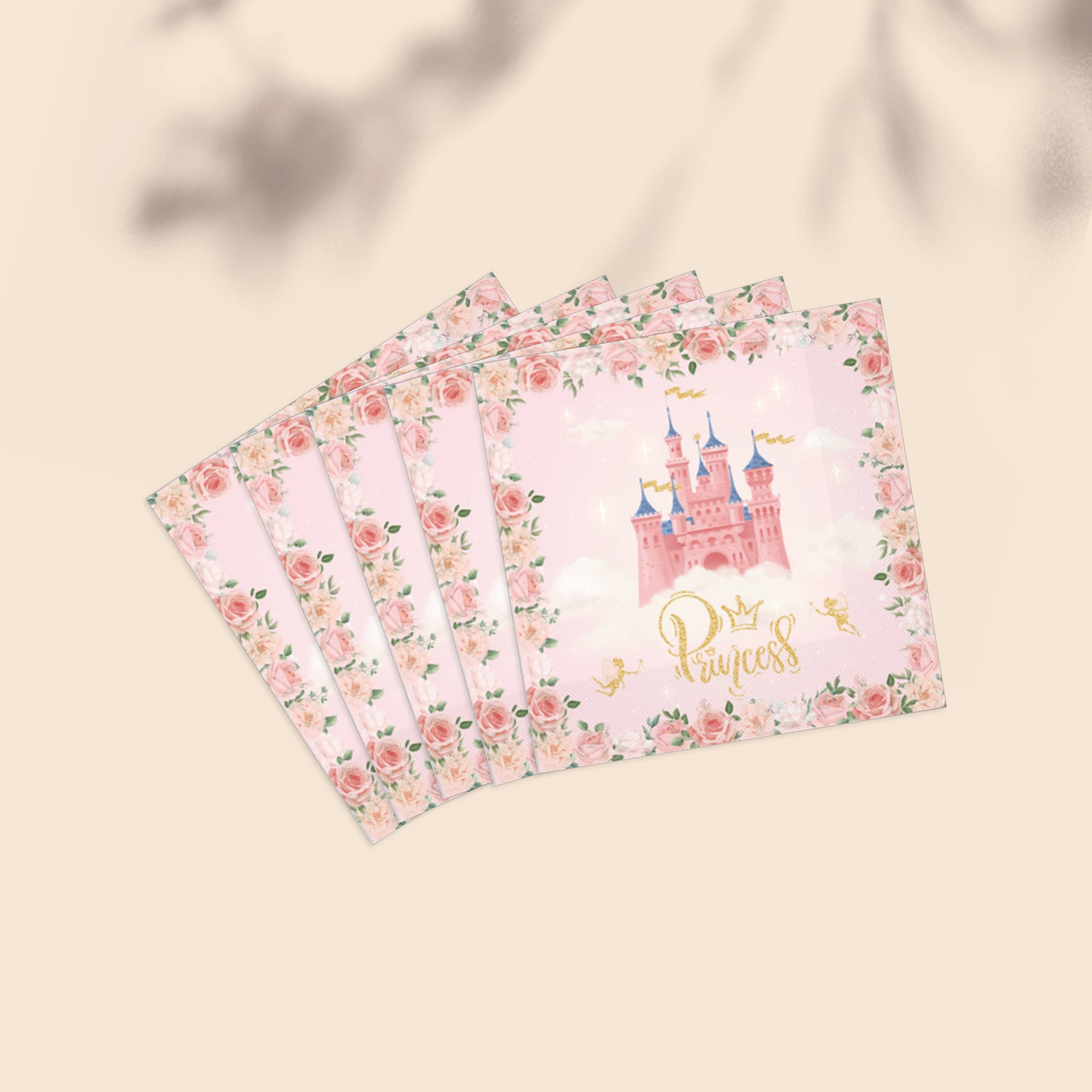 

24pcs, Princess Castle Print Napkin, Pink Flower Princess Birthday Party Tissue, Party Decor, Party Supplies, Holiday Decor, Holiday Supplies