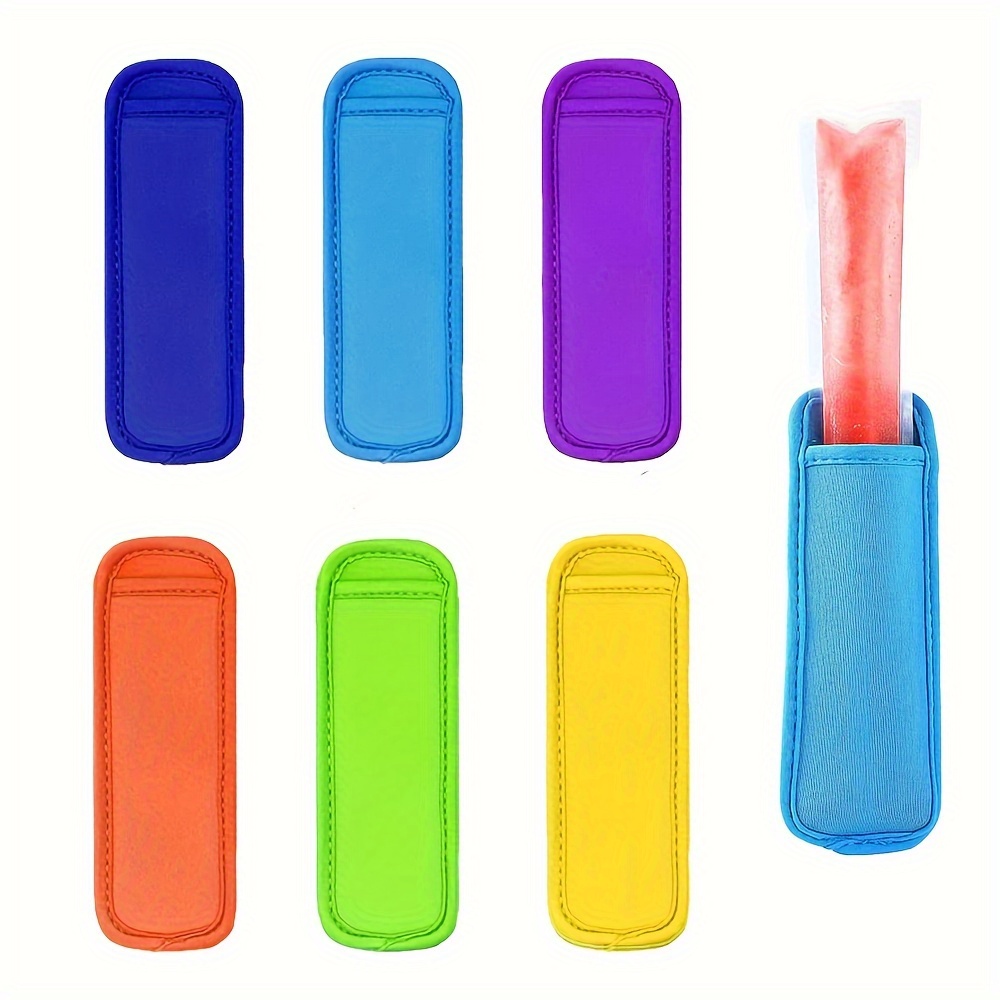 

6pcs, Popsicle Sleeves, Reusable Ice Bags, Colorful Freezer Ice Pop Covers For Camping & Outdoor Activities