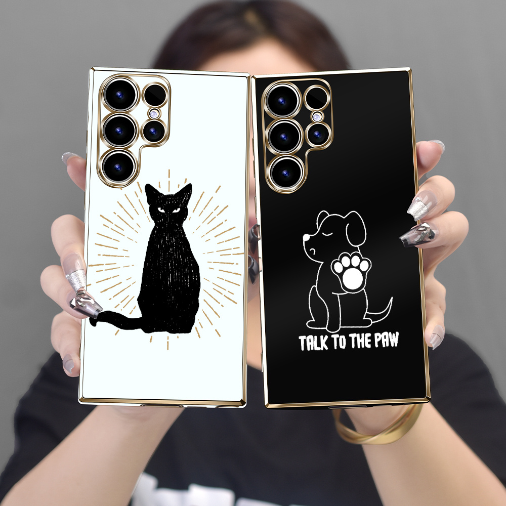 

Cats And Dogs Luxury Electroplating Phone Case Full-body Protection Shockproof Silicone Soft Rubber Tpu Case White Black For Men Women For Iphone 7 To 15 Full Series S A