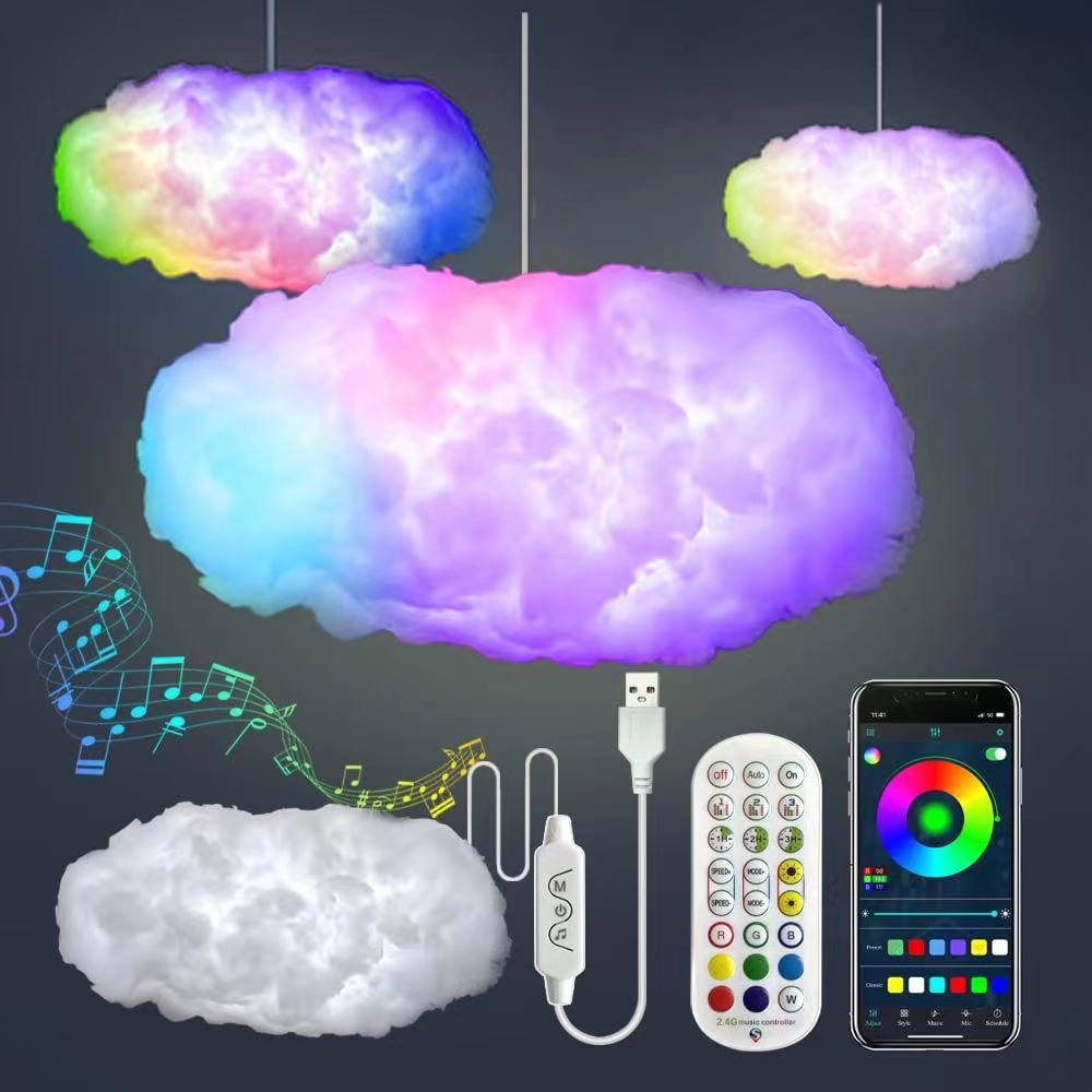 LED Cloud Strip Lights Decor RGB Color Changing Light Strips Kit DIY  Thunder Cloud lights for Home Bar Indoor Party Holiday, 16 Feet LED  Thundercloud